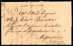Stamp of Malta 1836 entire to the Sardinian Consul in Alexandria (Egypt) bearing a fine s/l "Malta Post Office" hs 