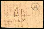 Stamp of Malta 1838 incoming cover from Alexandria (Egypt) with reverse showing s/l "14 May; 8d" hs 