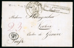 Stamp of Malta 1834 entire to Switzerland bearing a fine s/l "Malta Post Office" hs and oval "2s"