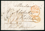 Stamp of Malta 1841 incoming entire from London, showing a fair strike of the rare "2 Mar Free" local post hs applied on arrival