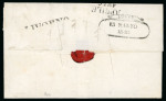Stamp of Malta 1840 entire from the Ionian Islands to Firenze, with "Malta Post Office" framed hs