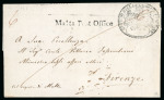 Stamp of Malta 1840 entire from the Ionian Islands to Firenze, with "Malta Post Office" framed hs