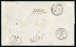 Stamp of Malta 1872 (Jul 19) entire sent registered to Livorno with 1867 10d red-brown cancelled by crisp "A25" numeral