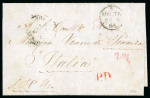 Stamp of Malta 1864 wrapper to Italy with "keyhole" "Palermo-Malta Piroscafi Post Italiani" ds