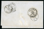 Stamp of Malta 1864 wrapper to Italy with "keyhole" "Palermo-Malta Piroscafi Post Italiani" ds