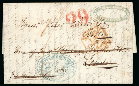 Stamp of Malta 1848 entire from Zante with Malta forwarding agents' cachet