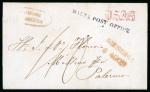 Stamp of Malta 1846 wrapper to Palermo bearing a good strike of the "MALTA POST OFFICE" hs