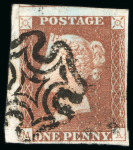 Stamp of Great Britain » 1840 1d Black and 1d Red plates 1a to 11 1840 1d grey-black (worn plate) pl.5 MA with matching 1d red
