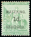Stamp of South Africa » Mafeking 1900 COGH 1d on 1/2d (both) and 3d on 1d, plus Bechuanaland Protectorate 1/2d, all unused/mint with two of each value
