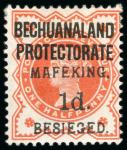 Stamp of South Africa » Mafeking 1900 COGH 1d on 1/2d (both) and 3d on 1d, plus Bechuanaland Protectorate 1/2d, all unused/mint with two of each value