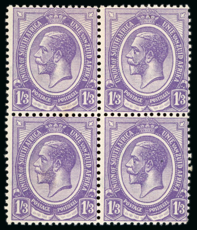 Stamp of South Africa » Union & Republic of South Africa 1913-24 1s3d violet with inverted watermark in mint block of four