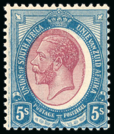 Stamp of South Africa » Union & Republic of South Africa 1913-24 5s purple and blue with shifted medallion ("new moon") variety, mint