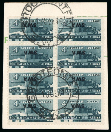 Stamp of South West Africa 1943 4d slate-green bilingual se-tenant pair with inverted