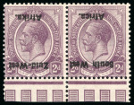 Stamp of South West Africa 1923 Setting I 2d dull purple mint l.h. se-tenant lower marginal pair with variety overprint inverted