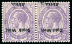 Stamp of South West Africa 1923 Setting I 2d dull purple mint h.r. se-tenant pair with variety overprint inverted