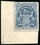 Stamp of Rhodesia 1898-1908 £5 deep blue unused lower left corner marginal
