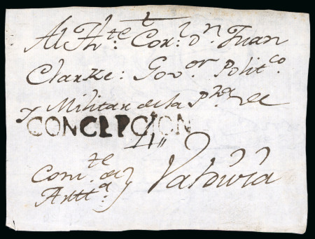 Stamp of Chile » Postal History 1790ca Cover front "Concepcion" straight line hs in black 