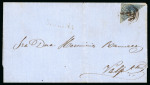 Stamp of Chile » General issues 1858ca Cover from Molina Valparaiso franked with a 10c blue diagonal bisect t