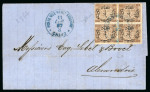 Stamp of Egypt » 1866 First Issue » Issued Stamps 10pa. brown, perf. 12 1/2, block of four used on 1867