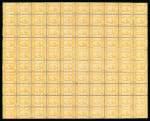 Stamp of Egypt » 1867-69 Penasson » Issued Stamps 5pa Orange-yellow, mint, and mint nh block of one hundred