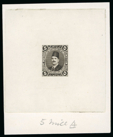 Stamp of Egypt » 1922-1936 King Fouad I Definitives » Essays 1922 Essays of Harrison & Sons: 5m Grey black in sheetlet,