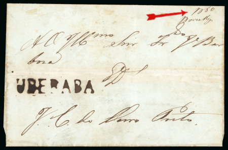 Stamp of Brazil » Postal History 1845 (Aug 4). Entire letter from Uberaba (MG) to Ouro