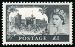 Stamp of Great Britain » Queen Elizabeth II 1955-58 Castles mint n.h. set of four Waterlow printing and mint n.h. set of four De La Rue printing