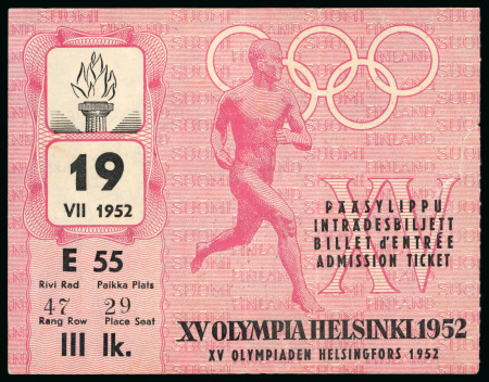 Stamp of Olympics » 1952 Helsinki 1952 Helsinki group of 19 tickets incl. Opening and Closing Ceremonies