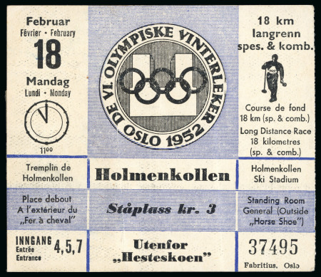 Stamp of Olympics » 1952 Oslo 1952 Oslo, two used tickets