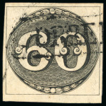 Stamp of Brazil » 1843 Bull's Eyes 1843, 60r black, early impression, good margins, showing framed "CORREIO DA BAHIA" hs