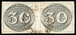 Stamp of Brazil » 1843 Bull's Eyes 1843, 30r black, worn impression, pair with Campinas hs