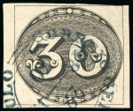 Stamp of Brazil » 1843 Bull's Eyes 1843, 30r black, early impression, Sao Paulo cds 