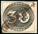 Stamp of Brazil » 1843 Bull's Eyes 1843, 30r black, early impression, framed "BANANAL"