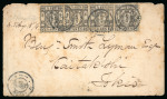 Stamp of Japan » 1872, Cherry Blossoms Native Paper 1872, 1/2 sen brown, two singles and one pair on inland cover