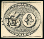 Stamp of Brazil » 1843 Bull's Eyes 1843, 30r black, worn impression, "PARATI" straight line