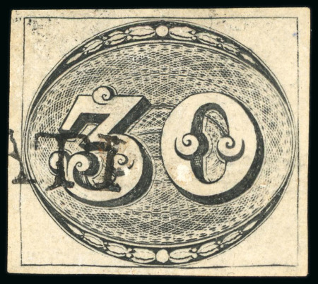 Stamp of Brazil » 1843 Bull's Eyes 1843, 30r black, worn impression, "PARATI" straight line