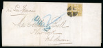 Stamp of Japan » 1874, Cherry Blossoms, Foreign Paper, with syllabics 1874, 2 <mark>sen</mark> yellow syll. 18 (so) tied large negative cross, single on printed matter