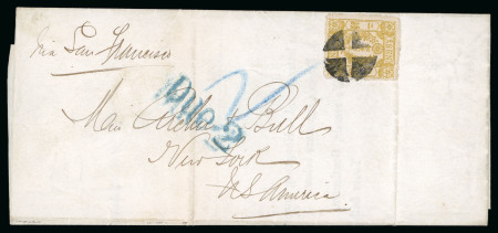 Stamp of Japan » 1874, Cherry Blossoms, Foreign Paper, with syllabics 1874, 2 <mark>sen</mark> yellow syll. 18 (so) tied large negative cross, single on printed matter