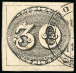 Stamp of Brazil » 1843 Bull's Eyes Bahia (BA) 1843, 30r black, worn impression, large