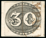 Stamp of Brazil » 1843 Bull's Eyes 1843, 30r black, intermediate impression, octagonal "GRAMPARÁ" hs in brown