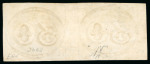Stamp of Brazil » 1843 Bull's Eyes 1843, 30r black, worn impression, horizontal pair with "CIDADE/DE/CAMPOS" double oval 