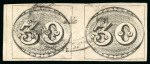Stamp of Brazil » 1843 Bull's Eyes 1843, 30r black, worn impression, horizontal pair with "CIDADE/DE/CAMPOS" double oval 