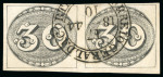 Stamp of Brazil » 1843 Bull's Eyes Rio de Janeiro (RJ) 1843, 30r black, worn impression, horizontal pair