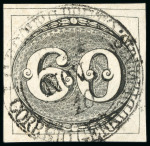 Stamp of Brazil » 1843 Bull's Eyes 1843, 60r black, worn impression, two examples with "I.C.DO OURO PRETO/CORREIO GERAL DE MINAS." cds