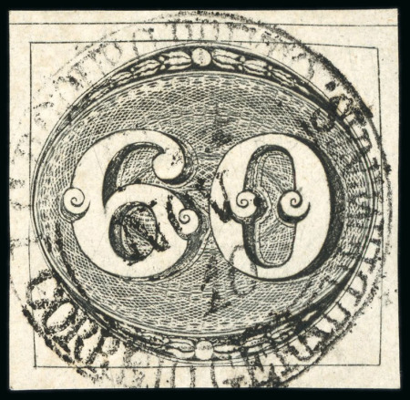 Stamp of Brazil » 1843 Bull's Eyes 1843, 60r black, worn impression, two examples with "I.C.DO OURO PRETO/CORREIO GERAL DE MINAS." cds