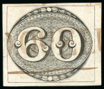 Stamp of Brazil » 1843 Bull's Eyes 1843, 60r black, worn impression, "V.D.QUELUZ" straight-line 