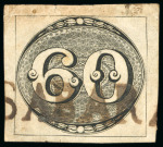Stamp of Brazil » 1843 Bull's Eyes 1843, 60r black, worn impression, two examples with "SABARÁ" straight-line 