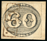Stamp of Brazil » 1843 Bull's Eyes 1843, 60r black, worn impression, large margins except