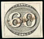 Stamp of Brazil » 1843 Bull's Eyes 1843, 60r black, worn impression, "PRINCIPE" straight-line hs