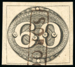 Stamp of Brazil » 1843 Bull's Eyes 1843, 60r black, intermediate impression, two examples with framed "SOROCABA" in black and red